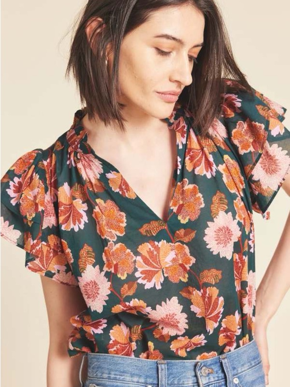 Birds of Paradise by Trovata clover blouse in Carnation print size small